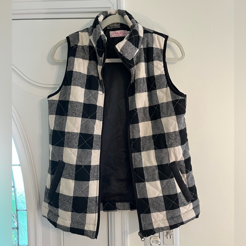 Pink Lily black buffalo check vest